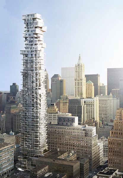 ascacielos en 56 Leonard Street.New York. Este rascacielos constara de 57 pisos mas un sótano, esto le dará una altura de 245 m.