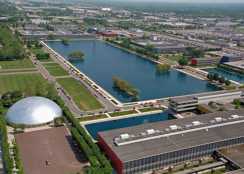 Centro Técnico de la General Motors. Fotografía aerea.