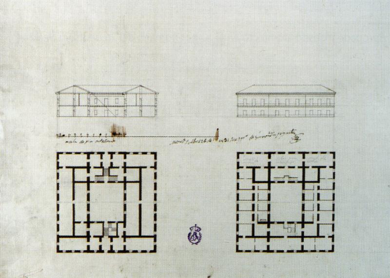 Sección, fachada, plantas baja y principal