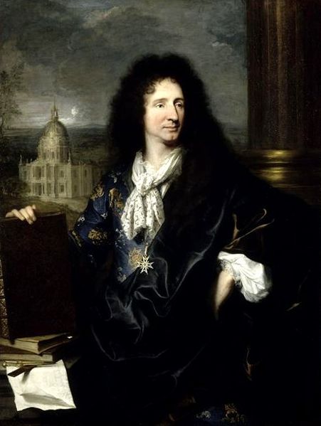 Jules Hardouin-Mansart. Retrato de Hyacinthe Rigaud actualemente en el Palacio de Versalles.