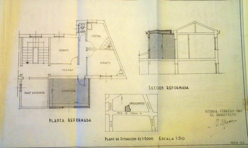 Plano de situación, plantas y sección