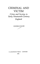 Portada del libro: ´"Criminal and victim: crime and society in early nineteenth-century England"