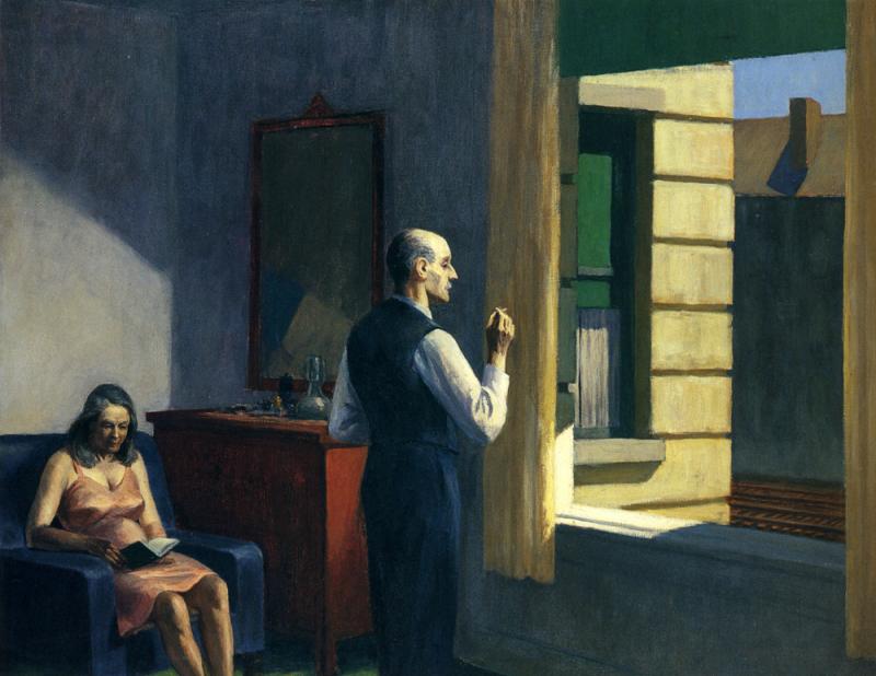 Hotel junto a un terraplén de ferrocarril, 1952, Edward Hopper.