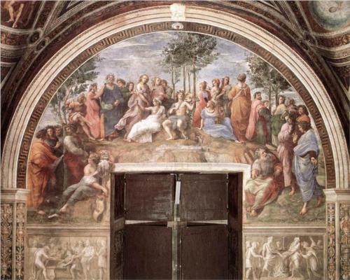 Fresco de 1511 en la Stanza della Signatura, en los Museos Vaticanos, Santa Sede