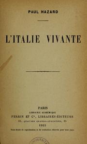 Portada de:L'Italie vivante (1923)