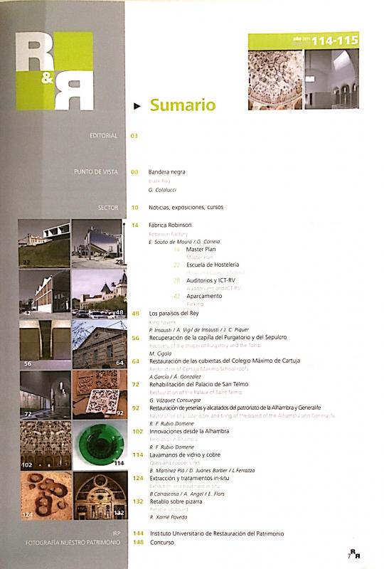 Portada de la revista R&R Restauración y Rehabilitación, revista internacional de patrimonio histórico n° 114-115, publicada en 2011