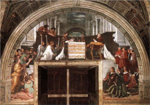 Fresco de 1514 en laEstancia de Heliodoro, Museos Vaticanos, Santa Sede
