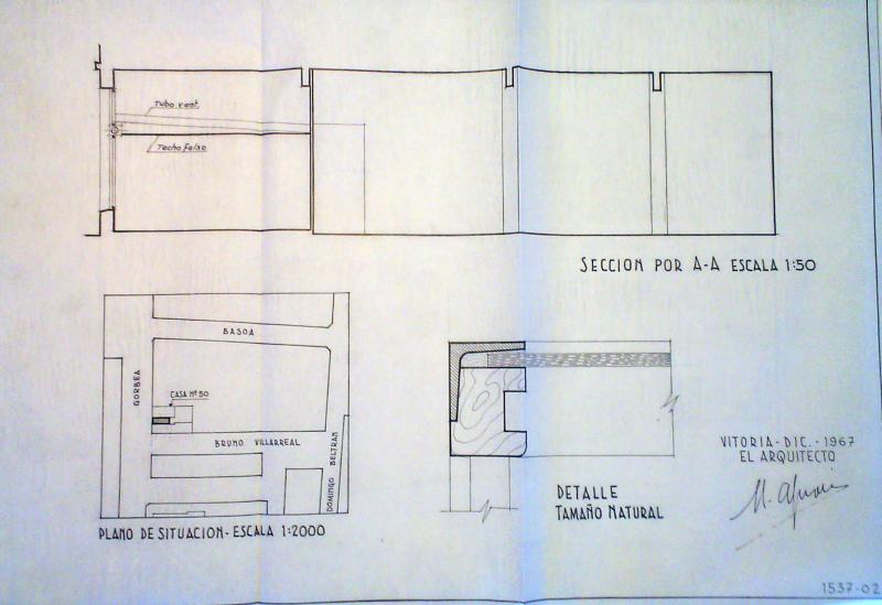 Plano de situación, sección y detalle