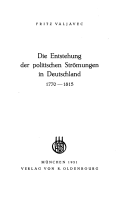 Portada del libro:"Die Entstehung der politischen strömungen in Deutschland 1770 - 1815"