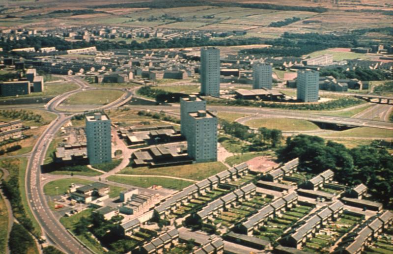 Cumbernauld. Arquitectura y desarrollo urbano, vista aérea de Kildrum Estate 