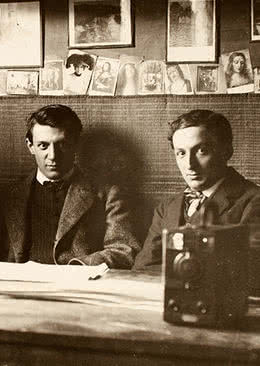 El arquitecto Ramón Raventós con Pablo Picasso en el Guayaba. 1906. Fondo Vidal Ventosa. Museu Picasso, Barcelona.