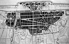 Wren. Plano de Londres, que pudo servir de inspiración al proyecto de Silvestre Pérez para el puerto de la Paz en Bilbao.