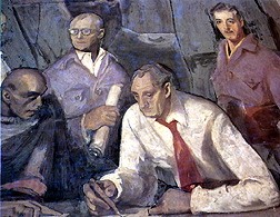 Basterrechea en el retrato realizado por Aranoa en el Mural de la Diputación