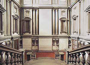 Biblioteca Laurenciana. Iglesia de San Lorenzo. Florencia. Vista desde la sala de lectura al richetto